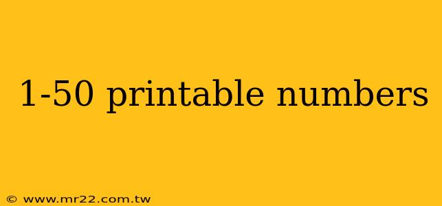 1-50 printable numbers