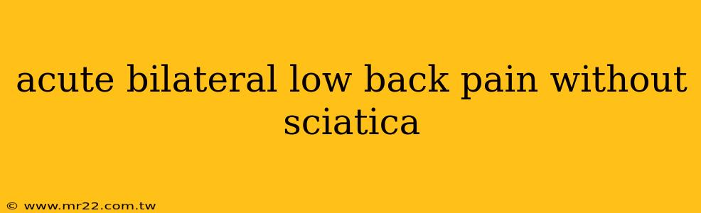 acute bilateral low back pain without sciatica