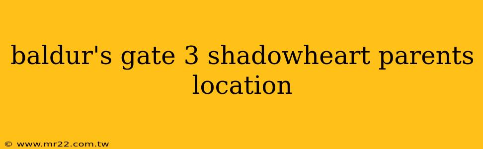 baldur's gate 3 shadowheart parents location