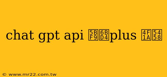 chat gpt api 对比plus 会员