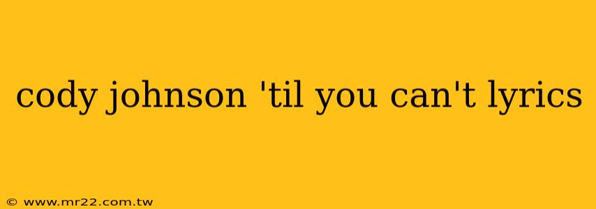 cody johnson 'til you can't lyrics