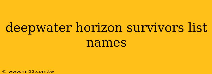 deepwater horizon survivors list names