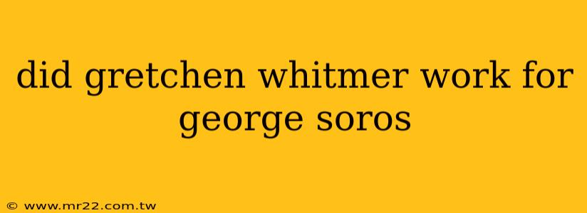did gretchen whitmer work for george soros
