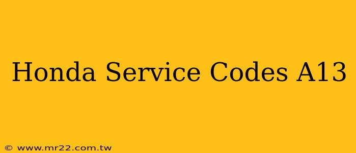Honda Service Codes A13