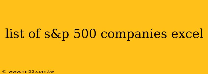 list of s&p 500 companies excel