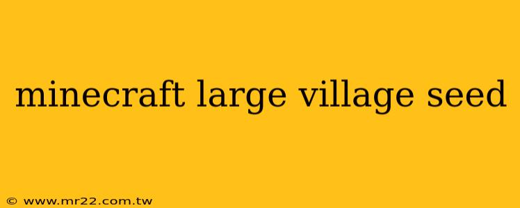 minecraft large village seed