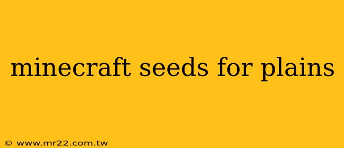 minecraft seeds for plains