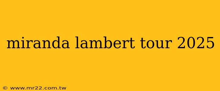 miranda lambert tour 2025