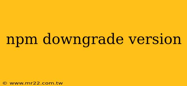 npm downgrade version