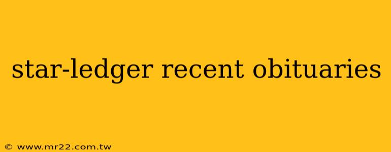 star-ledger recent obituaries