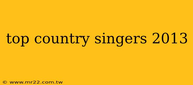 top country singers 2013