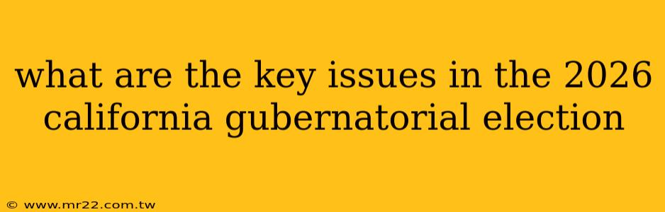 what are the key issues in the 2026 california gubernatorial election