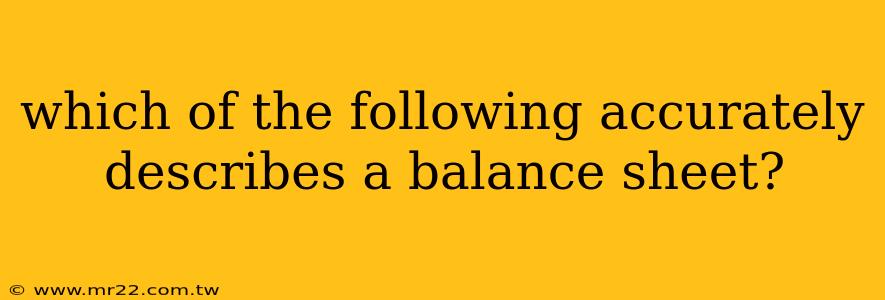 which of the following accurately describes a balance sheet?