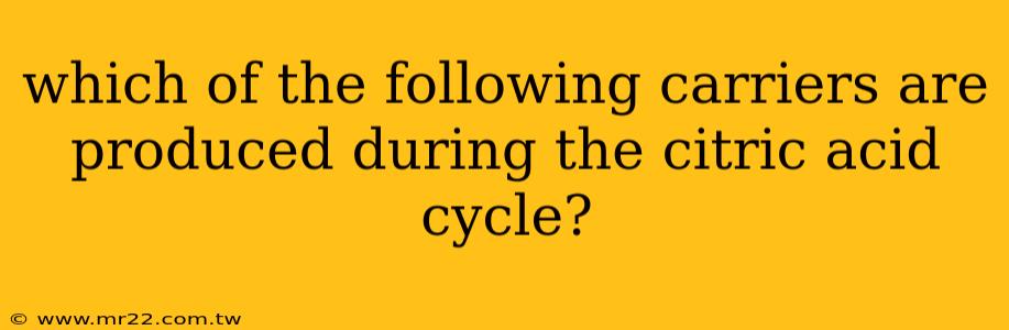 which of the following carriers are produced during the citric acid cycle?