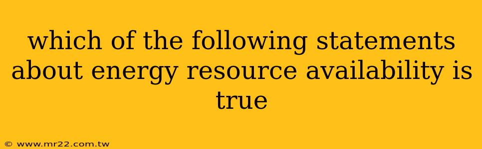 which of the following statements about energy resource availability is true