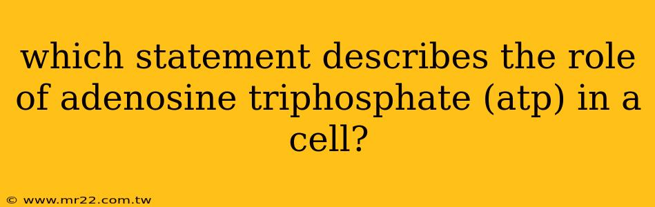which statement describes the role of adenosine triphosphate (atp) in a cell?