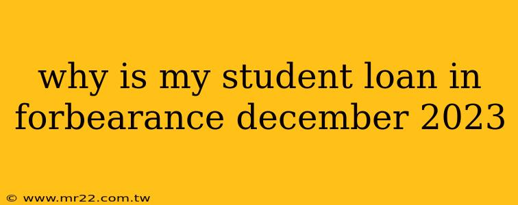 why is my student loan in forbearance december 2023